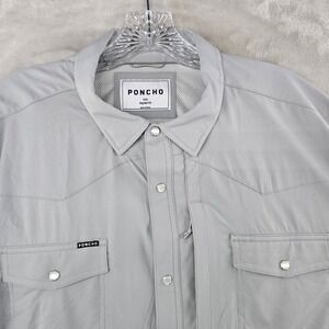 Poncho Outdoors Western Shirt Mens XXL Gray Pearl Snap Long Sleeve Ventilated